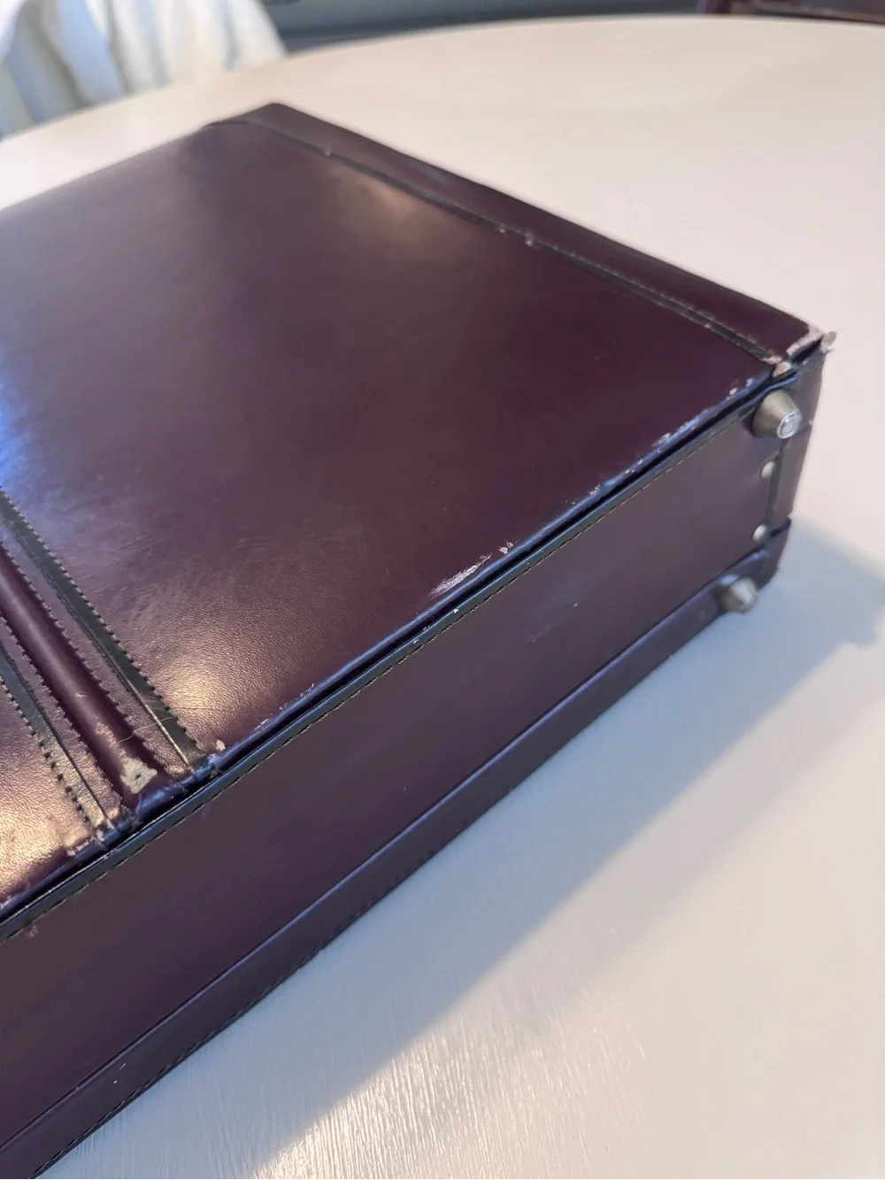 Vintage Mallard Men's Briefcase - Brown Burgundy Leather